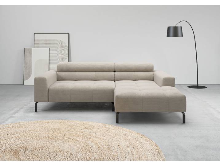 Ecksofa HOME AFFAIRE Claya, 223 cm breit, L-Form, Kopfteilverstellung , beige (sand), B:223cm H:71cm T:179cm, 95% Polyester, 5% Nylon, Sofas, Ecksofa
