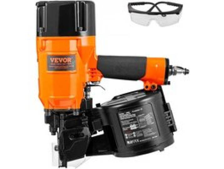 VEVOR Cloueuse à Rouleau Pneumatique, 50-83 mm, Cloueur Pneumatique à Bobine 15°, CN83N, avec Réglage de Profondeur Sans Outil, 70-120 PSI, pour Bardage, Charpente, Revêtement, Bois, Clôture, Terrasse