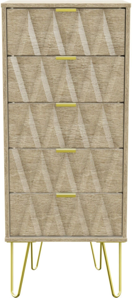 Canora Grey Fully Assembled Diamond 5 Drawer 45Cm W Bardolino Oak 108.9cm H X 45cm W X 39.5cm D