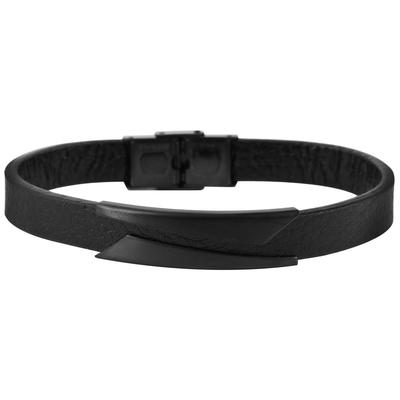 Armreif ADELIA´S "Armband – Armreif aus Leder 21,5 cm", schwarz, Armbänder, Damen, 22cm, Leder, Armreif, Ideal als Geschenk zum Valentinstag