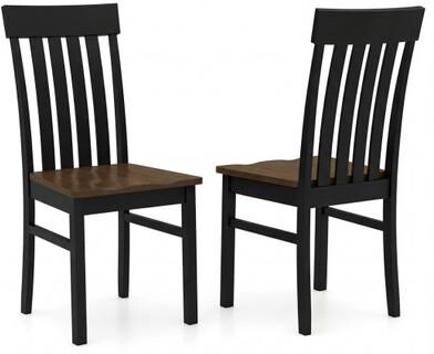 Costway Set of 2 Kitchen Armless Dining Chairs with Slatted High Backrests-Black