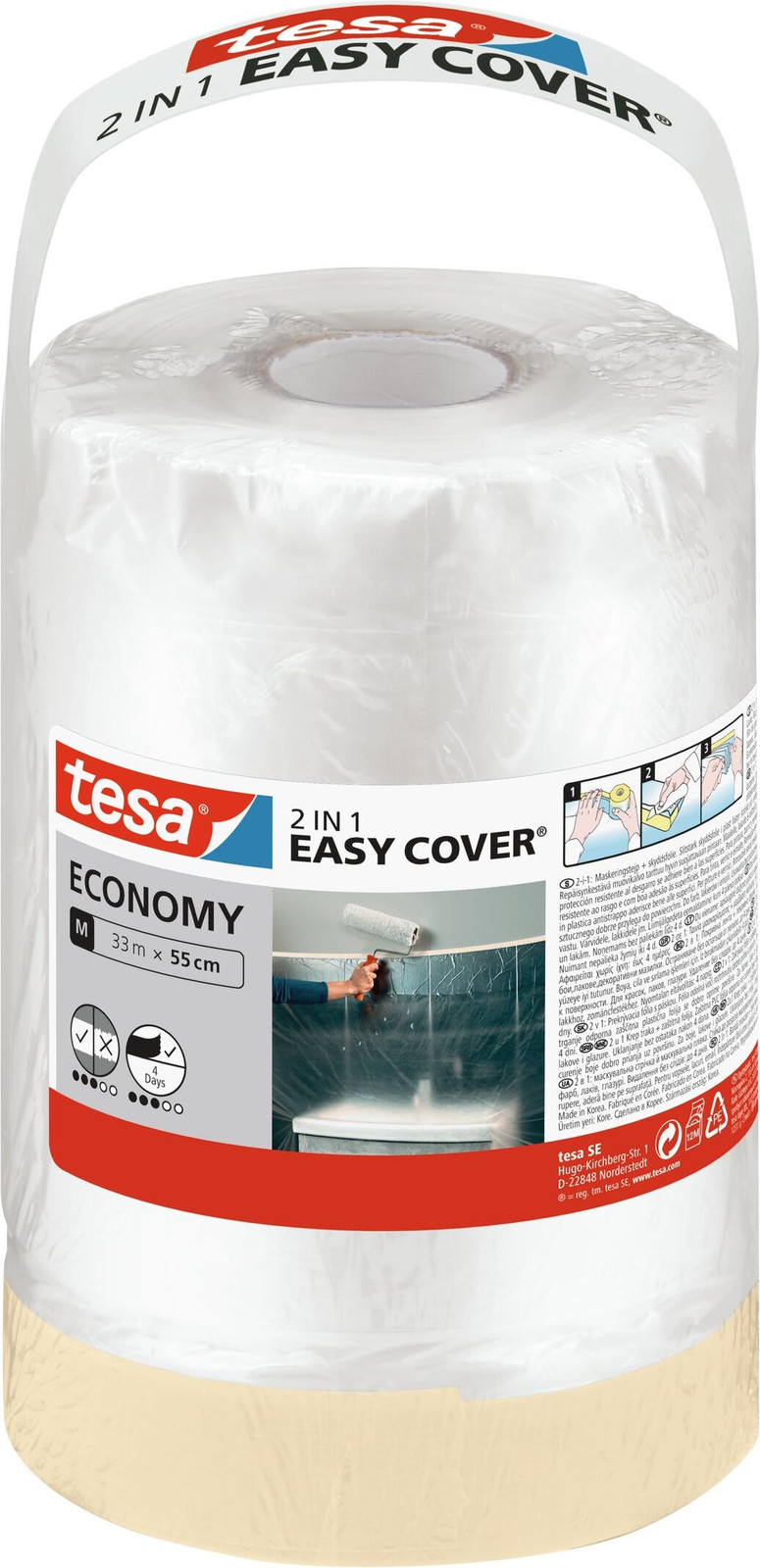 tesa Easy Cover Economy vulrol voor huishoudfolie, 55 cm x 33 m