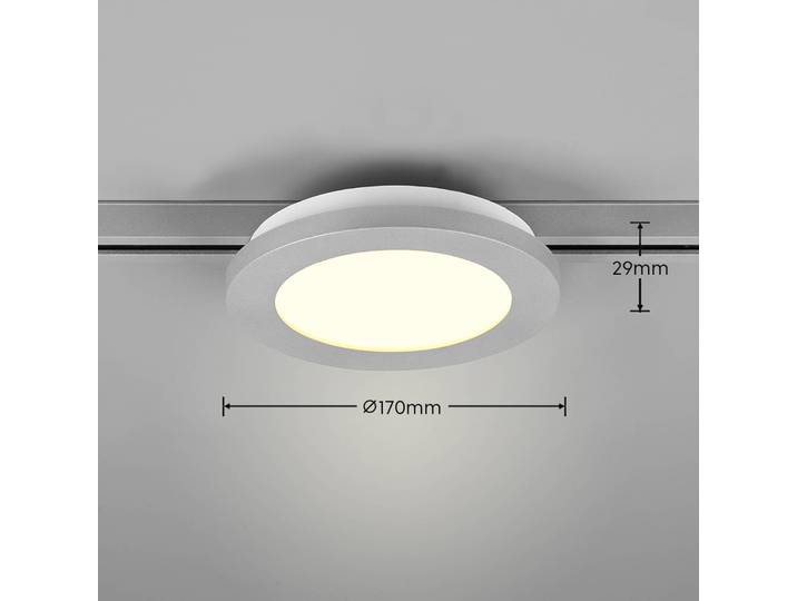 Trio Lighting LED-Schienenleuchte Camillus für DUOline, titan, Ø 17 cm Camillus, dimmbar, alu / grau / zink, für Wohn- / Esszimmer, Kunststoff, Modern, Schienensysteme