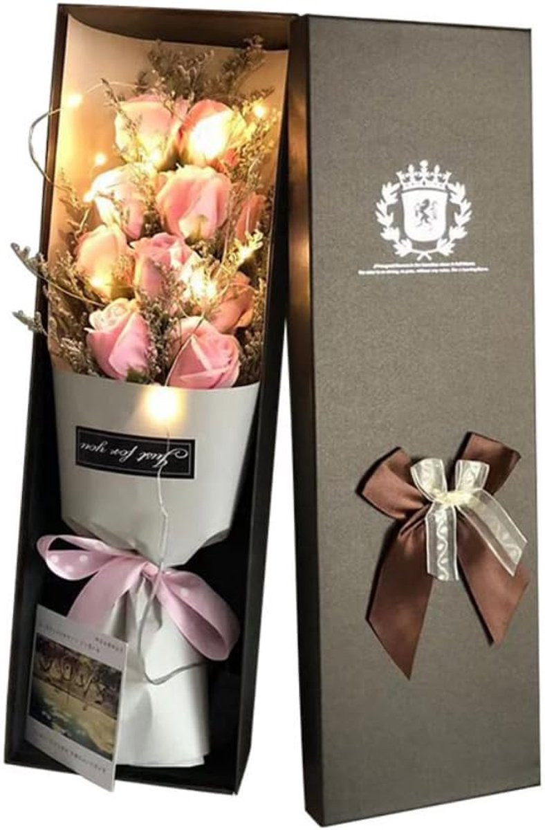KZQ Set van 11 geconserveerde rozen - Roze kunstbloemen