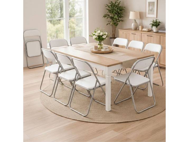 Lot de 10 Chaises Antenore Dmora en Similicuir Blanc