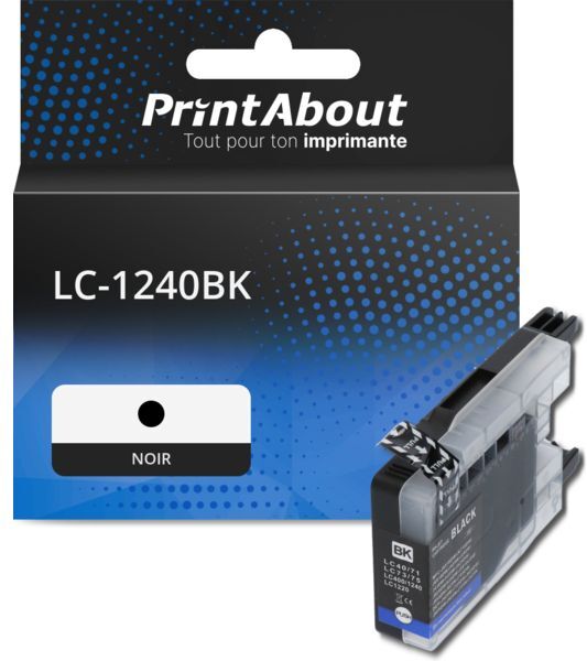 PrintAbout Cartouche compatible Brother LC-1240BK - Noir Noir