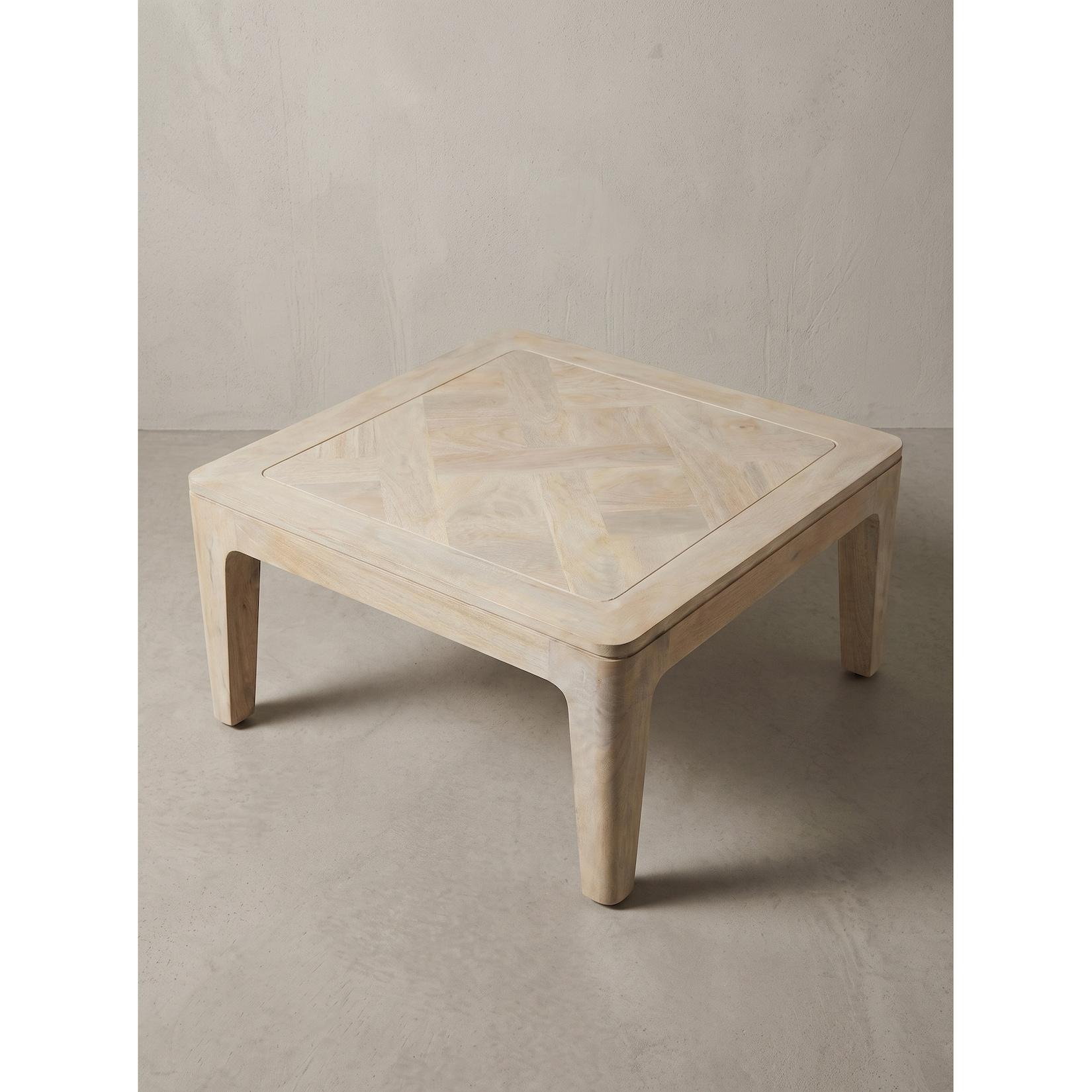 Sofatisch Mango Massivholz Weiß-Mango 60x60x32 cm - LOIRE Kadima