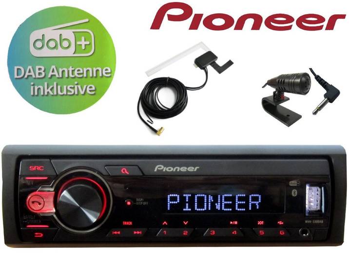 DSX PIONEER DAB+ Bluetooth USB Radio + DAB Antenne Fensterklebe Antenne Autoradio (Digitalradio (DAB), 50,00 W)