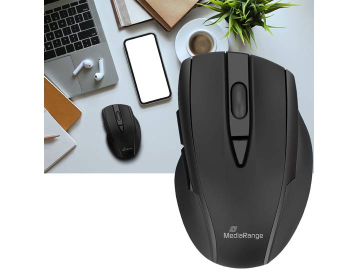 Bluetooth-Maus mit 5 Tasten und optischem Sensor, schwarz
