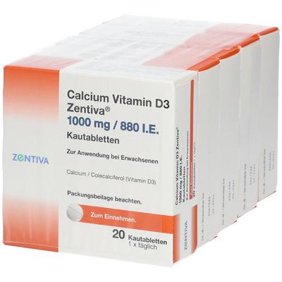 Calcium Vitamin D3 Zentiva 1000 mg/880 I.e. Kautab 100 St Kautabletten