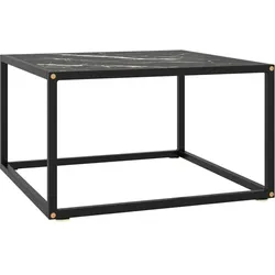 vidaXL Couchtisch Schwarz mit Schwarzem Glas in Marmor-Optik 60x60x35