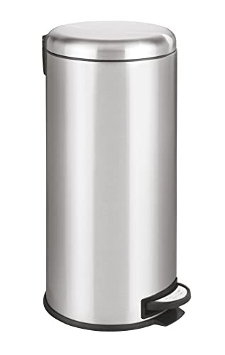 Wenko Pedaalemmer Leman Easy Close, 30 liter, roestvrij staal, zilver/zwart, B: 30,5 cm, D: 37,5 cm, H: 64 cm