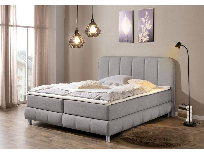 Boxbett HOME AFFAIRE Abtenau inkl. Topper , grau, B:167cm L:207cm, Komplettbetten, Boxbett, inkl. Topper