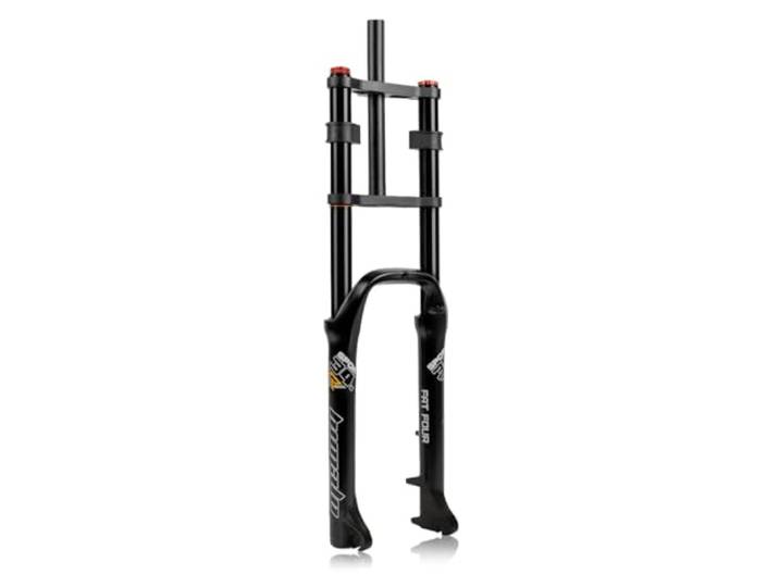 HIMALO 26 Zoll Fahrrad Fat Fork Downhill MTB Luft Federgabel Federweg 150mm Gerade Doppelschultergabel Rückprall Einstellbare Scheibenbremse ， for 4.0'' Reifen(Black)