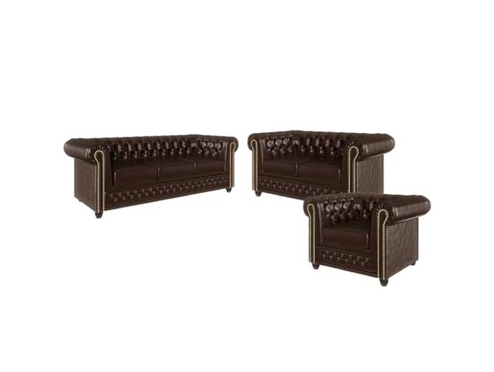 S-Style Möbel George Sofagarnitur 3 2 1 Polstergarnitur Chesterfield-Couchgarnitur Couch-Set für Wohnzimmer 3-Sitzer Sofa