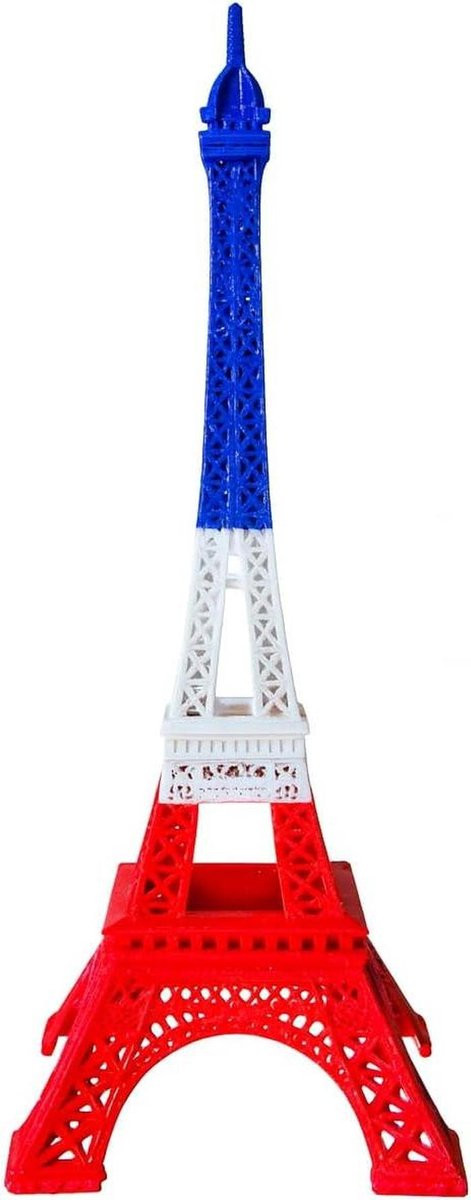 Eiffeltoren figuur Parijs souvenir decoratie blauw wit rood Hoogte: 18 cm