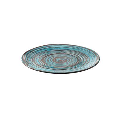 Teller APS "CANCUN, Melamin", blau (blau, braun), H:2cm Ø:27cm, Melamin, Speiseteller, Melamin-Teller mit dekorativer Innenseite, stapelbar