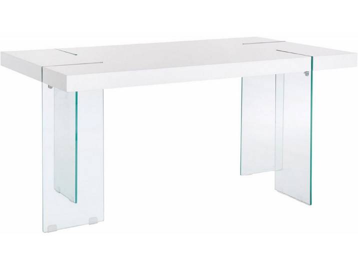 freiraum Esstisch Tirana, in Weiß, MDF/Folie/Glas - 160x75x90cm (BxHxT)
