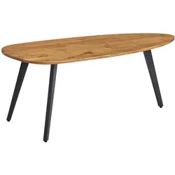 COUCHTISCH Akazie Massivholz Nierenform 110x45x60cm Holz/Metall