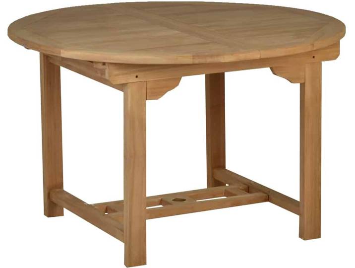 MiaMöbel Teak Gartentisch 120cm rund - ausziehbar Massivholz Teak Modern