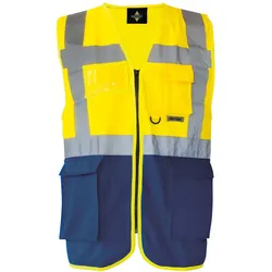 Korntex Unisex Multifunktionsweste Warnschutz-Weste KXMF signal yellow/navy S