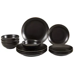 Tafelservice Black in Schwarz, 12-teilig