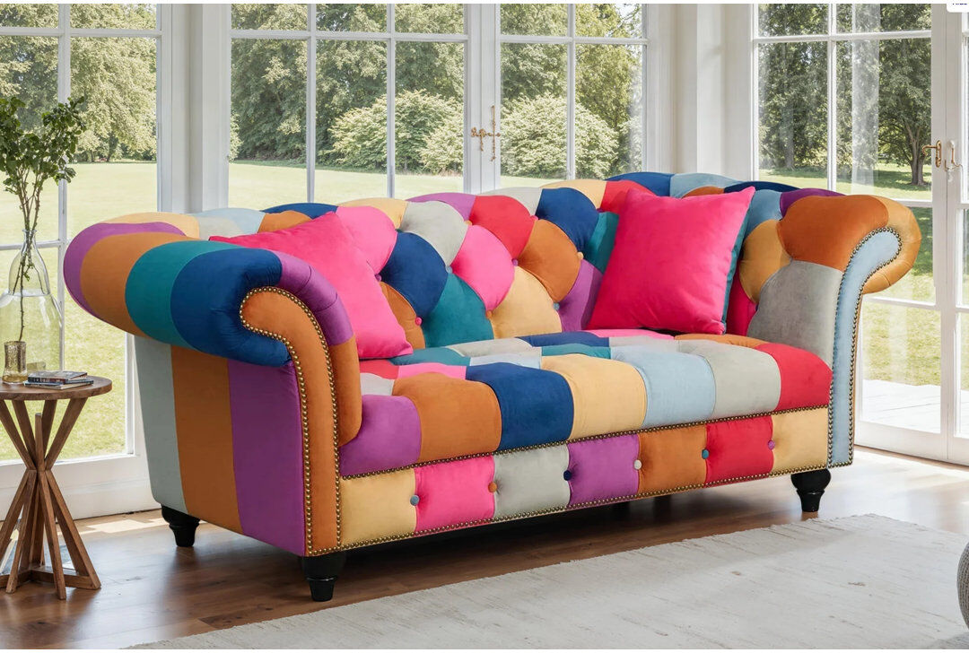 Latitude Vive Camaury Velvet Patchwork Sofa Patchwork 2
