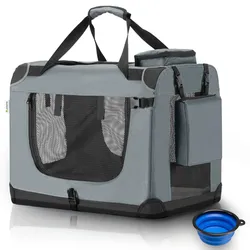 Juskys Hundetransportbox Lassie XL (grau) faltbar mit Decke - 56x81x58 cm Hundetasche Hundebox