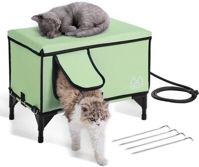 Tools, Home & Hobby Elevated Heated Cat House With Warm Cozy Outdoor Shelter And Heating Pad Elevated Heated Cat House With Warm Cozy Outdoor Shelter And Heating Pad
