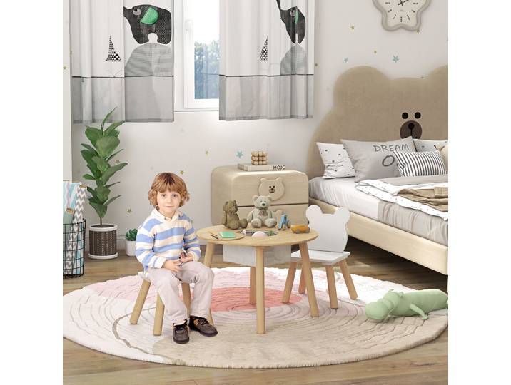 AIYAPLAY Ensemble Table Ronde et 2 Chaises Enfant 3-6 Ans