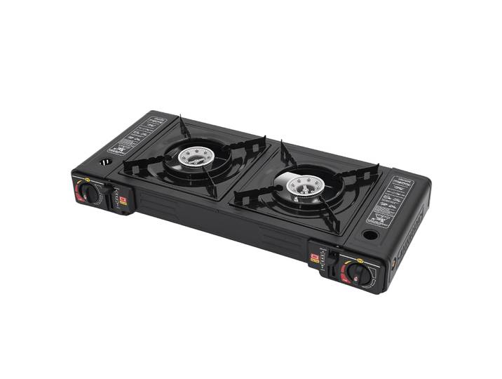 Réchaud de camping 2 brûleurs 2500w réchaud de camping butane réchaud de pique-nique brûleur à gaz de pique-nique brûleur de camping pour camping-car, appartements, extérieur