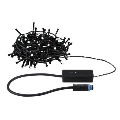 PAULMANN LED-Lichterkette "Yuna IP44 Schwarz", schwarz, Dioden 114 Stk. Flammen 1 Stk., Gesamtlänge 12,4m, Lichterketten, dimmbar