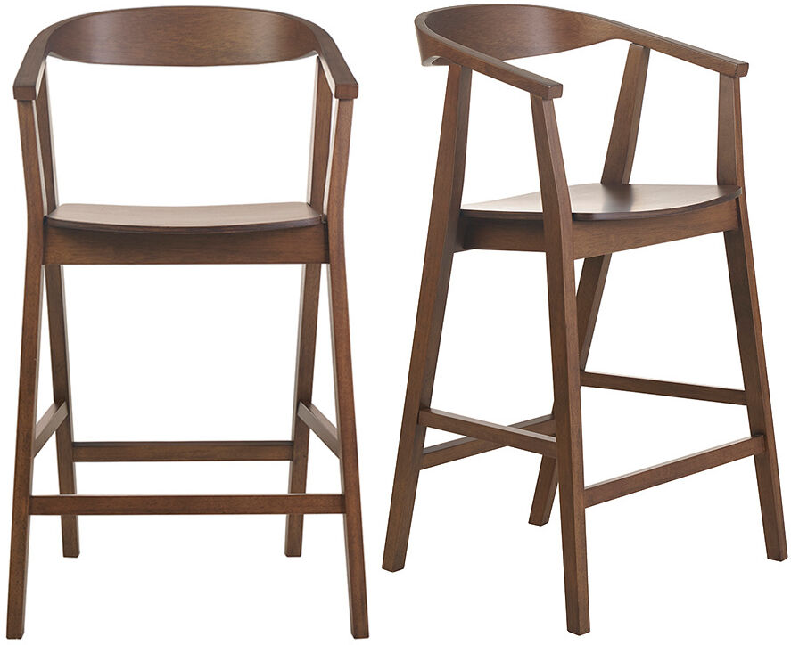 Miliboo Skandinavische Barhocker aus dunklem Holz (2er Set) BAHIA