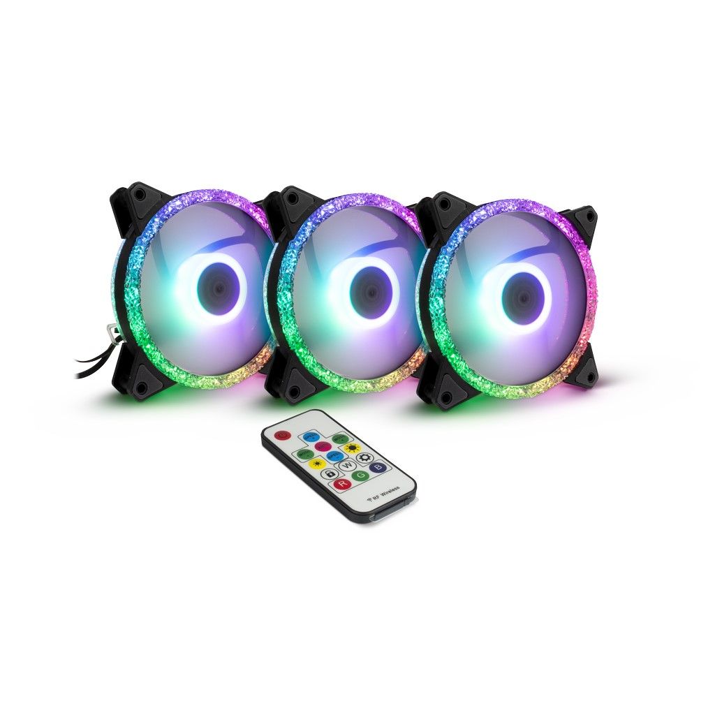Inter-Tech Argus RGB-Fan Set RS-07, 120 mm Gehäuselüfter mit RGB Kristall-Effekt 88885537