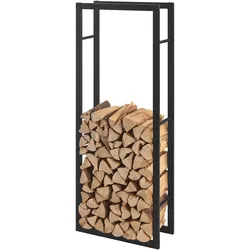 Kaminholzregal Kasan 50x150x25 cm Stahl Schwarz en.casa
