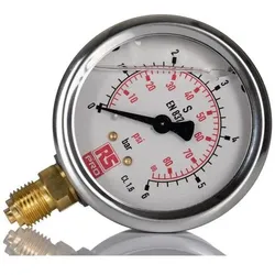 RS PRO Druckmessgerät Skalen Untere Kabeleinführung Analog 0bar 6bar, Ø 63mm Edelstahl Gehäuse G1/, Messtechnik, Silber