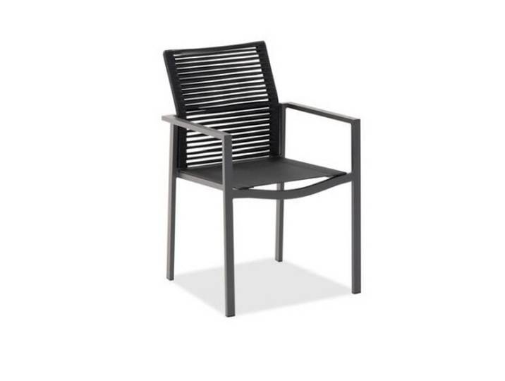 Niehoff Garden Armlehnstuhl, Anthrazit, Schwarz, Metall, Textil, eckig, 56x88x61 cm, stapelbar, Esszimmer, Stuhl, Polsterstühle