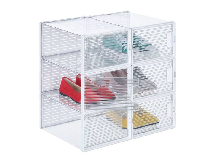 Relaxdays 6er Set Schuhboxen volltransparent