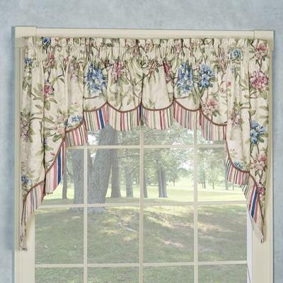Touch of Class Chatsworth Swag Pair and Layered Valance Set Light Cream Three Piece Set, Three Piece Set, Light Cream