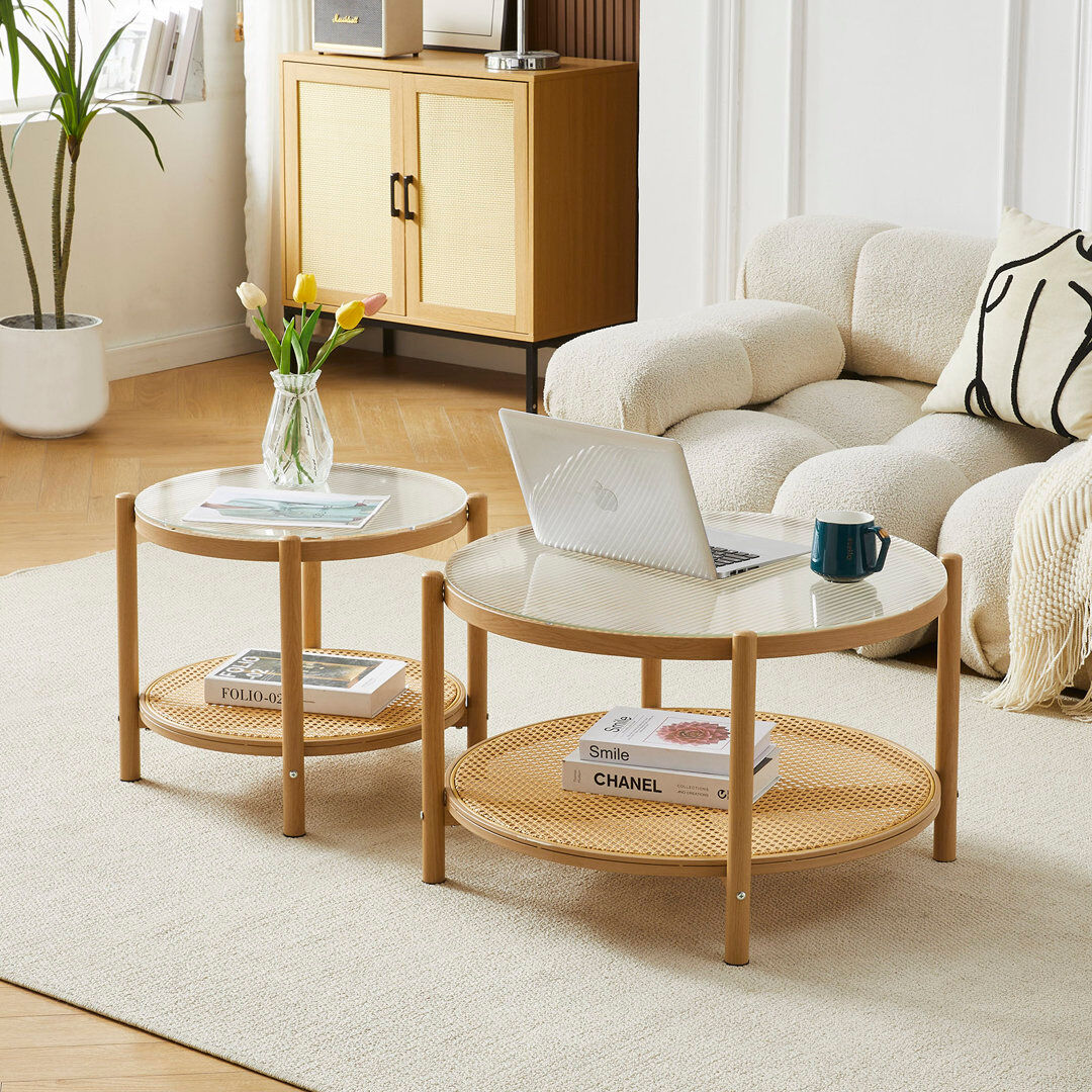 Artist Hand Cartha Coffee Table with Storage Clear 45cm H X 75.9cm W X 75.9cm D