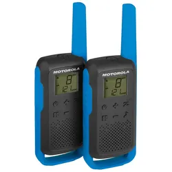 Motorola T62 Walkie Talkie Blau, PMR446, 16 Kanäle + 121 Privacy‐Codes, 8 km, LCD