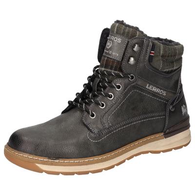 Winterboots LERROS, Herren, Gr. 42, graphit, Lederimitat, Textil, Schuhe Winterboots, Schnürboots, Outdoorboots mit modischer Logoverzierung
