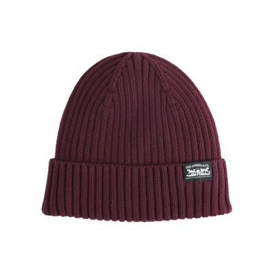 Strickmütze LEVI'S "SUNSET BEANIE", Damen, rot (tawny port), Baumwolle, Mützen Strickmütze