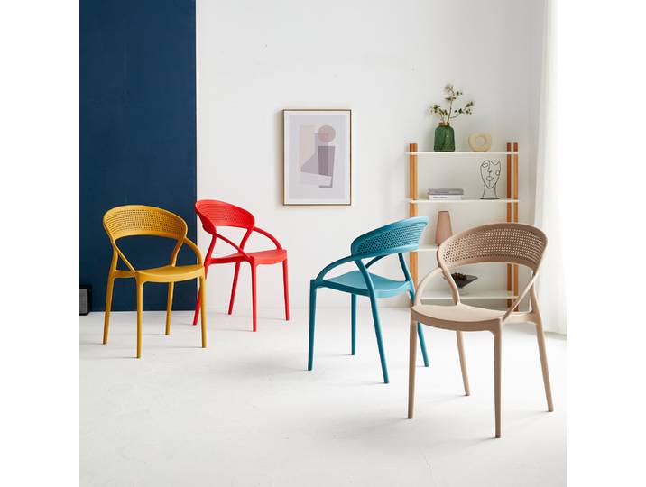Dossier de chaise en plastique, chaise à dossier épais pour la maison, chaise de salle à manger décontractée de style nordique minimaliste, chaise de restaurant, fauteuil d'extérieur
