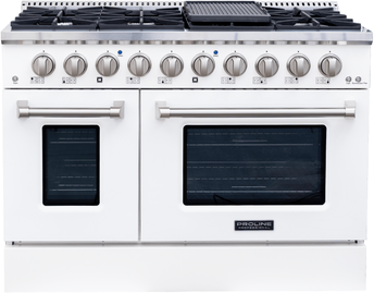 Proline Range Hoods "Proline PLSR 48GE 48"" Dual Fuel Range   Glossy White"