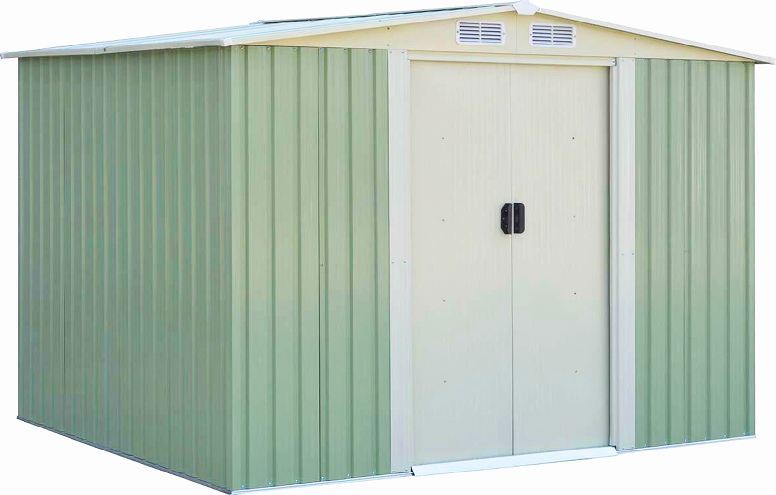 COSTWAY Metall Gerätehaus 205x257x175,5cm, Gartenhaus mit Giebeldach, Verzinkt Geräteschuppen, wetterfest Garten Schuppen, 8.34 m³ Grün