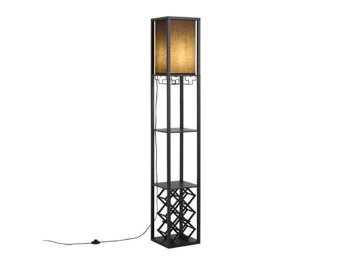 Qazqa Lampadaire Moderne Noir Avec Abat-jour En Tissu Et