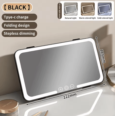 Inspire Curations Dimmable LED Car Sun Visor Makeup Mirror With 3 Light Modes black