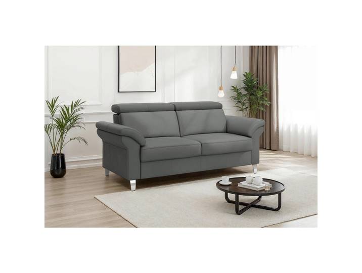 Sit & More 2-Sitzer-Sofa Arngast E, Anthrazit, Metall, Echtleder,Kombination Echtleder/Stoff, Nappaleder,Nappaleder, 156x84x93 cm, Armteil links, rechts, Wohnzimmer, Sofas & Couches, Sofas, Ledersofas