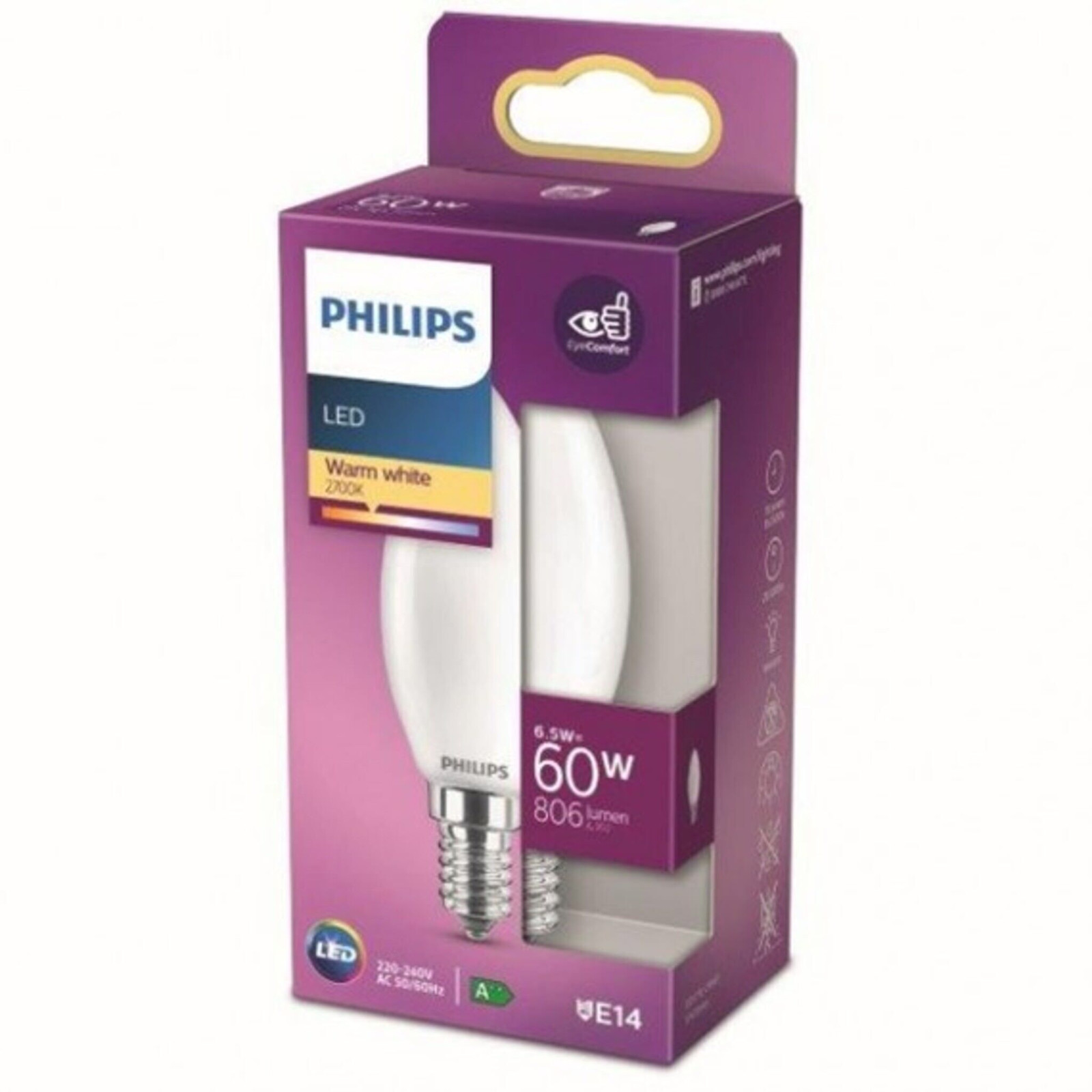 Philips LED-lamp E14 Warm wit 60W niet-dimbaar